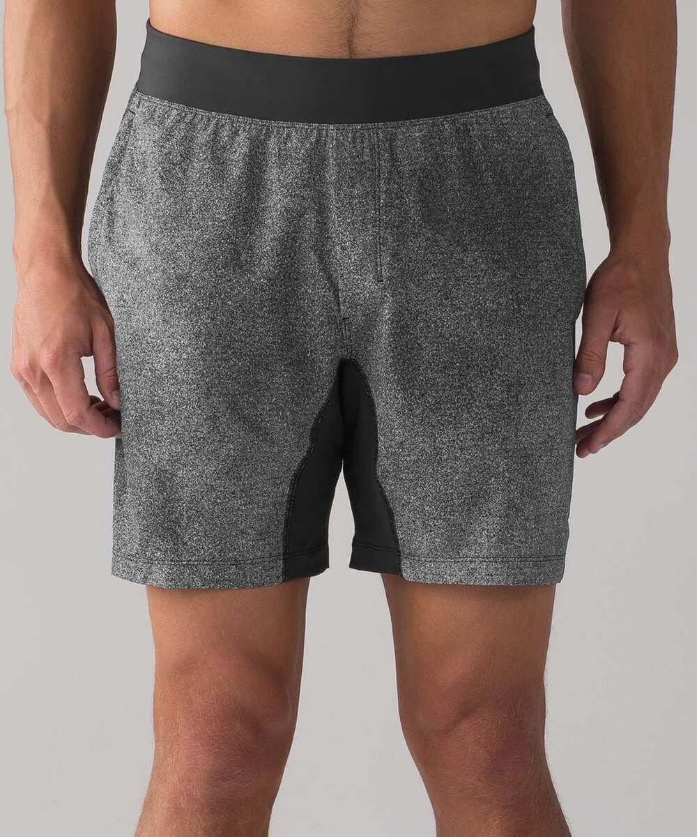 Lululemon T.H.E. Linerless Short 7" Heathered Texture Printed Mercury Deep Coal